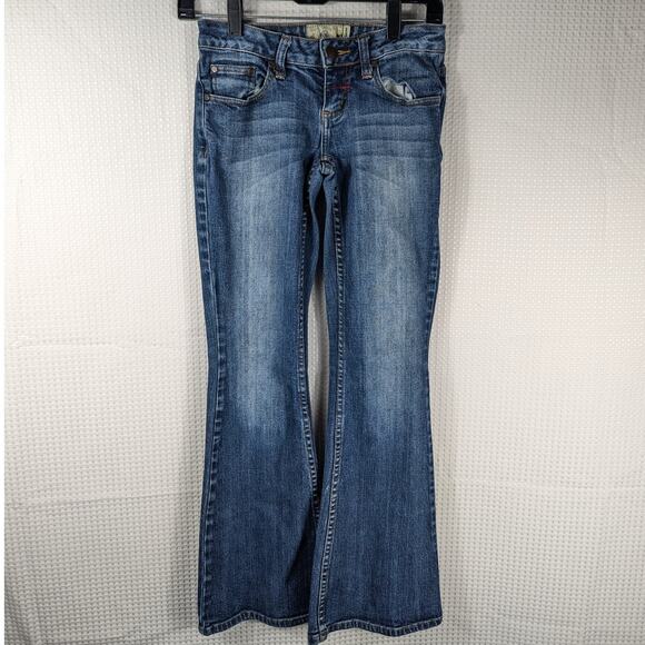 American Rag Womens 26x30 Super Flare Jeans Blue Low Rise Bootcut Denim Boho Y2K - Picture 1 of 5